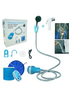 اشتري Portable Camping Shower, Camp Shower Outdoor Shower with Sprayer Pump Kits Electric USB Rechargeable Water Pump Shower Head Set for Travel Beach Bike Car Pet Plants في السعودية