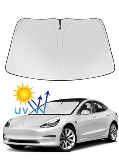 اشتري Tesla Model Y Model 3 Windshield Sunshade Folding Sun Visor Protector Sun Shade Cover 2022 Upgrade في الامارات