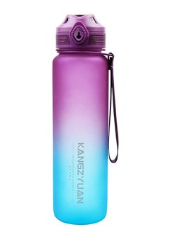 Buy Sports Water Bottle 1000ML Protein Shaker Outdoor Travel Portable Leakproof Drinkware Plastic Drink Bottle BPA Free 1L Purple Blue in UAE