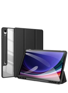 Buy Hybrid Slim Case For Samsung Galaxy Tab S9 FE 10.9 Inch/Galaxy Tab S9 11 Inch 2023 With S Pen Holder, Shockproof Cover With Clear Transparent Back Shell, Auto Wake/Sleep, Black in Egypt