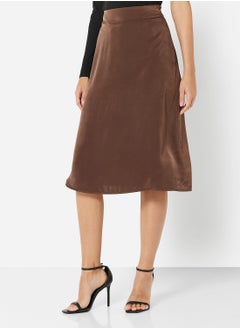 Buy Satin Slit Midi Skirt in Saudi Arabia