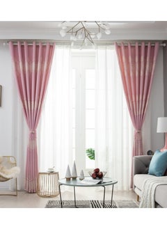 Buy 1 Panel Fabric Nation Curtains Blackout Insulation Noise Reduction Block-sun Window Drapes for Livingroom Bedroom 100*250cm Pink in UAE