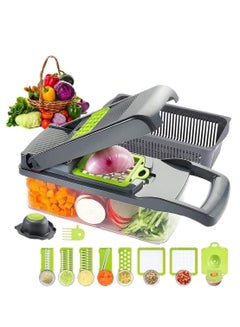 Buy 12 in 1 Vegetable Chopper Mandolines Slicer Food Slicer Onion Chopper Potato Dicer Cutter Cheese Grater with Storage Container in Saudi Arabia