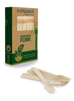 Buy Hotpack Disposable Eco-Friendly Disposable Cutlery Fork 50 Pieces in UAE