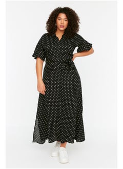 Buy Black Polka Dot Belted Woven Dress TBBSS22EL1596 in Egypt