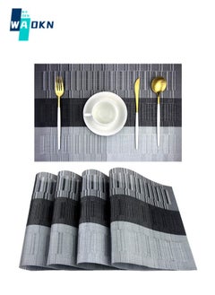 Buy Placemats set of 4, non-slip vinyl ombre insulated placemats washable table mats for restaurant party decoration 45 x 30 cm in UAE