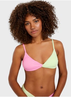 Buy Twist Front Contrast Detail Bikini Top in UAE