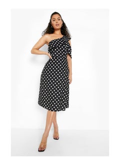 Buy Polka Dot Asymmetric Midi Skater Dress in UAE