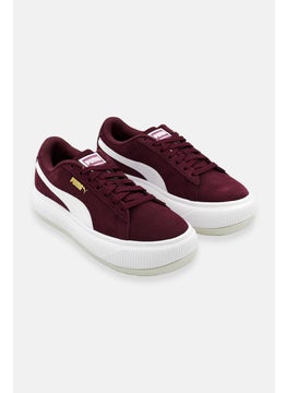 اشتري Women Suede Mayu Claret Lace Up Outdoor Shoes, Wine Maroon/White في السعودية