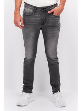 اشتري Men Skinny Fit Washed Denim Jeans, Grey في الامارات