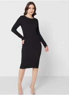 Buy Puff Sleeve Knitted Dress in UAE