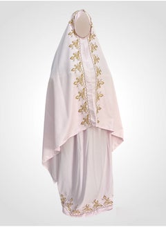 Buy A Soft And Comfortable Two-Piece Embroidered Cotton Prayer Sheet That Fits All Sizes in Saudi Arabia