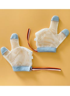 Buy Anti-Baby Thumb-Sucking, Anti-Finger-Eating, Anti-Face-Scratching, Finger-Sucking Treatment Gloves for Baby Kids Infant (Blue) in Saudi Arabia