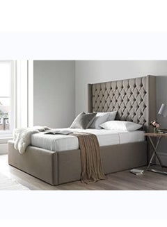 Buy Trading Llc Islington Tufted Queen Bed With Storage Beige Faux Leather 160x200cm in UAE