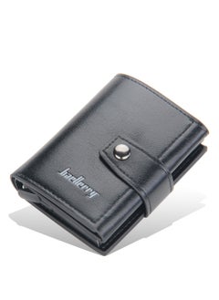 Buy Baileeri Men's 2 x 1 Leather Snap On Wallet Card Holder with Aluminum Card Holder Auto Button for Graduating Exit Cards Holder Holder for Up to 7 Cards and Money Pocket (Black) in Egypt