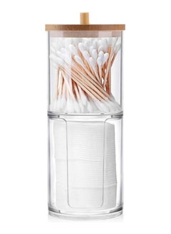 Buy Acrylic Cotton Storage Canister 2 in 1 With Bamboo Lid in Egypt