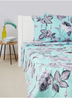 Buy 3-Piece Printed 180 TC Cotton Bedsheet Set Queen Size Premium Collection (1 Bedsheet + 2 Pillow Cases) Sea Nymph in UAE