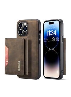 Buy Wallet Case for Apple iPhone 14 Pro, DG.MING Premium Leather Phone Case Back Cover Magnetic Detachable with Trifold Wallet Card Holder Pocket (Coffee) in UAE