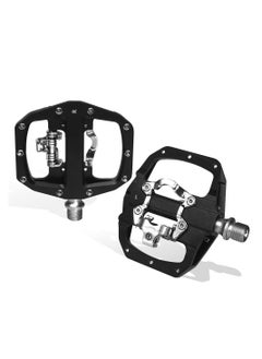 اشتري SPD Pedals MTB Mountain Bike Clip in Dual Sided Pedals - Road Bike Spin Bike Flat & Clipless Sealed Bearing Bicycle Pedal Compatible with Shimano SPD Cleats (9/16") في السعودية