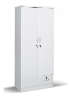 اشتري 2 Door Wooden Wardrobe Cabinet Cupboard Engineered Wood Perfect Modern Stylish Heavy Duty White في الامارات