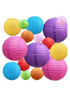 Buy 16Pcs Colorful Paper Lanterns Decorative, Chinese/Japanese Hanging Round Foldable Lantern, for Birthday, Wedding, Halloween, Bridal Shower, Home Decor, Party (Size of 4”, 6”, 8”, 10”) in UAE