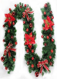 Buy Artificial Xmas Garland for Christmas, 9 Ft with Pine Cones ,Red Berries Operated Christmas Decoration Indoor Home-for Home Stairs Fireplace Front Door (Red) in UAE