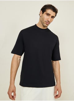 Buy Oversized Mock Neck Short Sleeve T-Shirt in Saudi Arabia