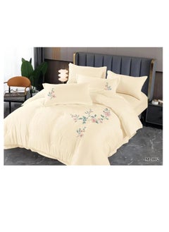 Buy 6 Pieces set King Size Embroidery Warm Cotton Comforter Set with Thickened Fiber Filling, Duvet(220*240 cm) fitted bedsheet(200x200*30cm) in UAE