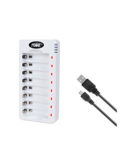 Buy DMK Power AA AAA 8 Slots Battery Charger with micro USB cable, USB High-Speed Charging, Independent Slot, fit for 1.2V Ni-MH/Ni-CD Rechargeable Batteries (TC-Q8) in UAE