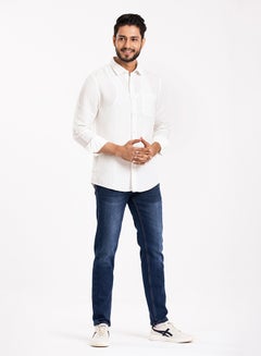 Buy COTTON WHITE CASUAL LONG SLEEVE SHIRT in UAE