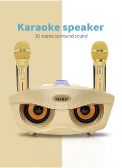 Buy SD306 Handheld Dual Channel Microphones Wireless Bluetooth Karaoke Speaker Machine- Gold in UAE