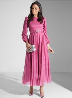 Buy Belted Shimmer Dress in Saudi Arabia