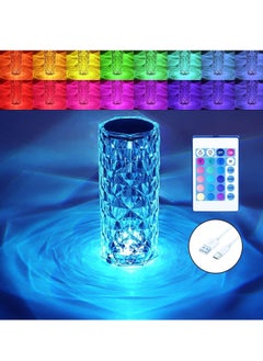 اشتري Crystal Diamond Table Lamp, Touch Control Bedside Lamp with USB Port, 16 Dimmable Color Changing Creative Romantic Rose Acrylic LED Light for Bedroom Living Room, Kids Room, Office, 1500mAH, 480g في الامارات