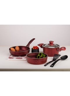 Buy Al-Karnak 3-Piece Granite Set (Pot 16 With Stainless Lid/Frying Pan 20 With Soft Handle/Round Oven 18) in Egypt