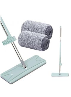 Buy Easy Self-Wringing Flat Mop with 2 Reusable Microfiber Mop Pads,360° Rotating Head Squeeze Flat Mop，Microfiber Floor Mop for Laminate,Tile,Hardwood Floor Wet & Dry Mopping in UAE