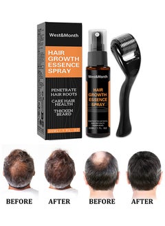 Buy 30ml Hair Growth Essence Spray - Anti-Slip Hair Nourishing Growth Liquid Thickening Hairline Essence Spray With Microne Roller in UAE