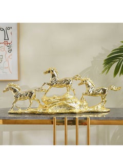 اشتري Lori 3 Running Horse Figurine Horse Resin Statue for Home Decor Animal Ornament Sculpture Rearing Horse Art Figurine Decorative Sculpture Electroplated Gold 81X14.3X30.7Cm في الامارات