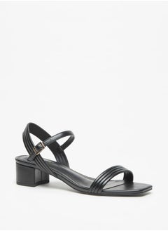 اشتري Women's Textured Block Heel Sandals with Buckle Closure في الامارات