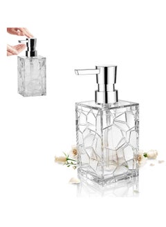 Buy Acrylic Soap Dispenser, 11Oz Refillable Wash Hand Liquid Dish Detergent Shampoo Lotion Dispenser Bottle with Pump, Polygonal Transparent Clear and Elegant Bathroom Decor for Bathroom, Kitchen Sink in Saudi Arabia