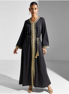 اشتري Dress With Embroidered Panel في الامارات