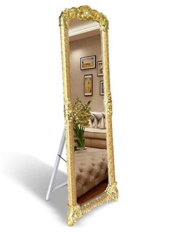 Buy Stand Mirror, Full Length Mirror Standing Mirror, Large Rectangle Bedroom Mirror Floor Mirror, Carved Frame (8132-Gold) in Saudi Arabia