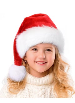 Buy Christmas Santa Hat for Kids Adults Red Velvet Xmas Holiday Hat Touch Soft and Comfortable Thickened Santa Hats for Christmas New Year Holiday Party Supplies (2PCS Hat) in UAE