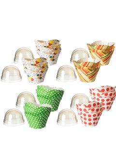 Buy Cupcake molds 24pcs of colored paper Round shape with plastic cover.   Dimensions 5 x 4.5 cm. in Saudi Arabia