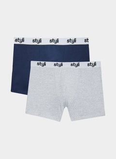 Buy Pack of 2 -  Cotton Stretch  Branded Elastic Solid Trunks in Saudi Arabia