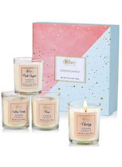 اشتري BODY & EARTH # LOVE Scented Candle Gift Set for Women, 4 x 100 g, Long Lasting Scented Candles at Home for Bathing and Yoga, Natural Soy Candles, Scented Candles in Glass, Father's Day Gift في الامارات