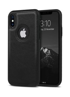 Buy iPhone X Case Luxury Vintage Premium Leather Back Cover Soft Protective Mobile Phone Case for iPhone X/XS 5.8" Black in Saudi Arabia