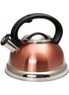 Buy Kettle Tea pot with whistle capacity 3 liter Stainless Steel Brown in Egypt