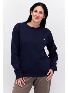 اشتري Women Crew Neck Embroidered Long Sleeve Sweatshirts, Navy/White في الامارات