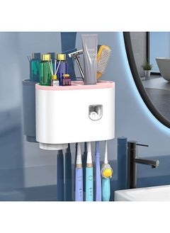 Buy Wall-Mounted Toothbrush Holder for Bathrooms Toothpaste Dispenser Squeezer Kit for Kids & Family Space Saving in Saudi Arabia