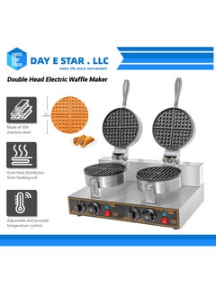 Buy Commercial Waffle Maker Double Waffle Irons Electric Nonstick Muffin Machine Suitable for Home，Snack Bar and Restaurant in UAE